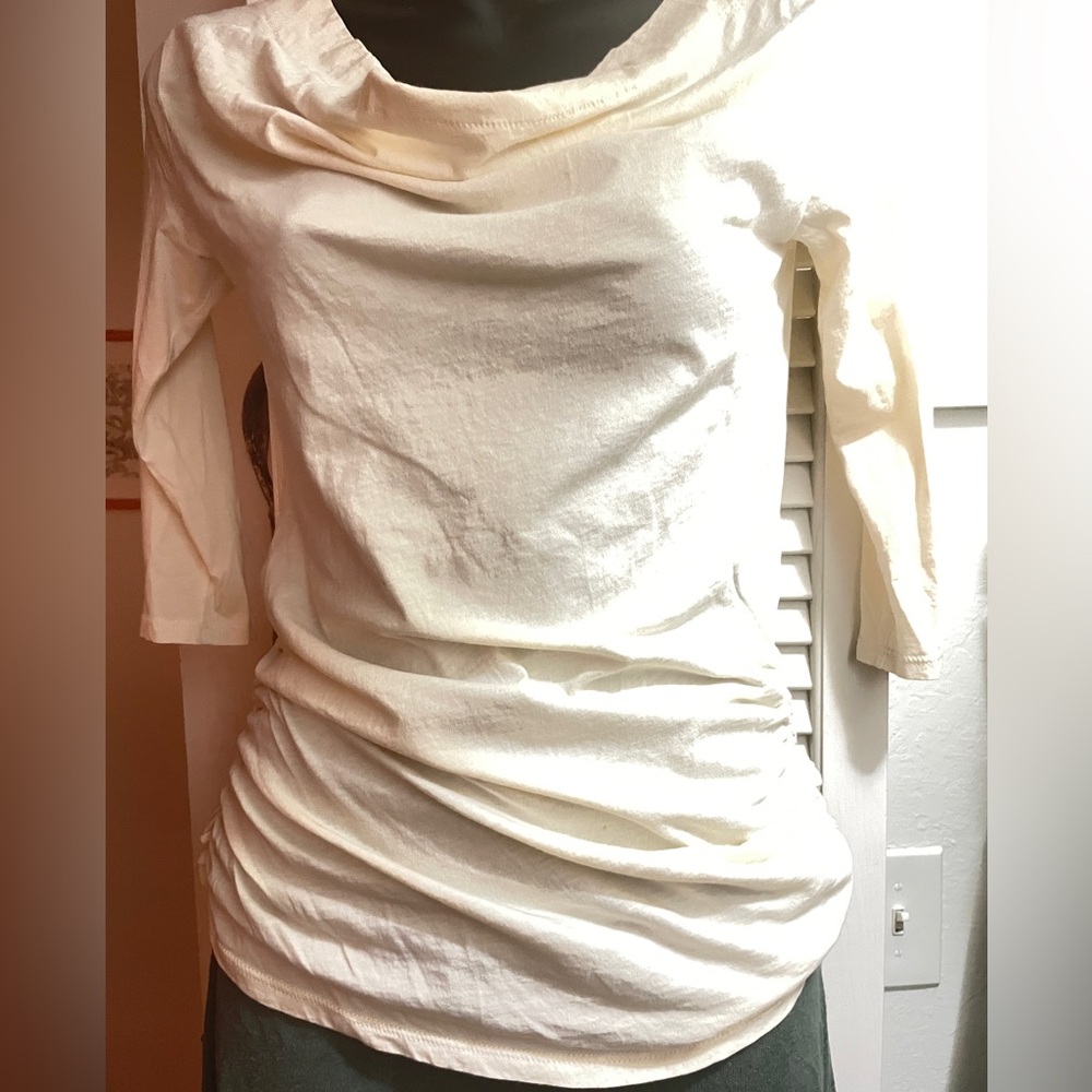 Indigenous Ruched Cream Long Sleeve Top